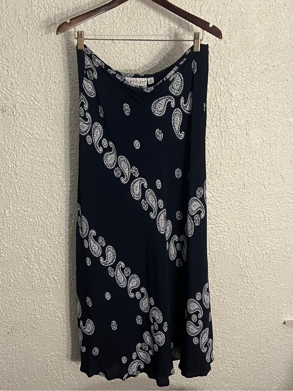 Vintage 90s Karen Kane Navy Blue Paisley Bandana Maxi Skirt Boho Grunge Size 16